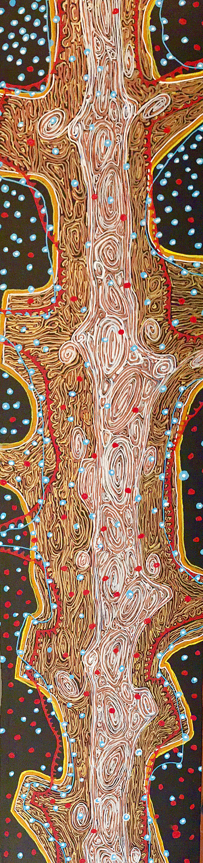 #11 Milkyway
Acrylic Spray Paint and Paint Pen on Wood Panel 
24"x6"