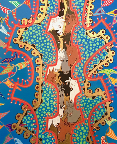 #26 Unbridled (Sold)
Acrylic Spray Paint and Paint Pen on Wood Panel 
10"x8"