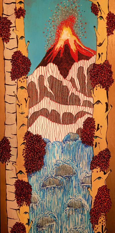 #45 Green is the First to Go
Acrylic Spray Paint and Paint Pen on Wood Panel 
10"x 8"
