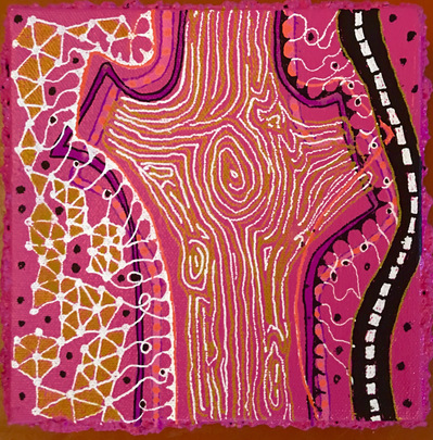 #6 Embedding (Sold)
Acrylic Spray Paint and Paint Pen on Wood Panel 
6"x6"
