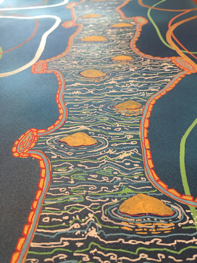 #31 Stepping Stones
Acrylic Spray Paint and Paint Pen on Wood Panel 
48"x12"