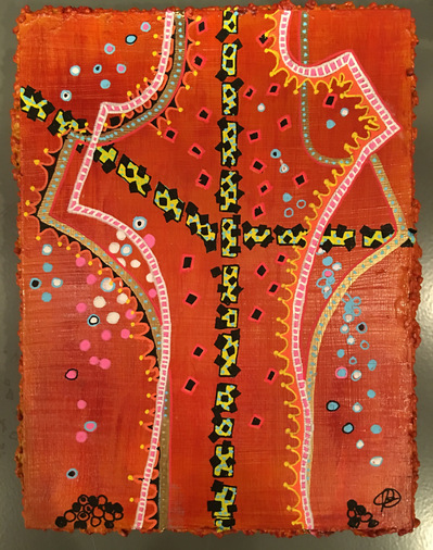 #3 Debris
Acrylic Spray Paint and Paint Pen on Wood Panel 
8"x6"