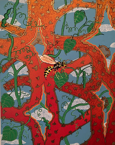 #28 Where's Jack
Acrylic Spray Paint and Paint Pen on Wood Panel 
20"x16"