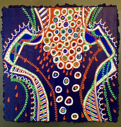 #15 Fertile
Acrylic Spray Paint and Paint Pen on Wood Panel 
6"x6"
