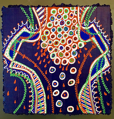 #15 Fertile
Acrylic Spray Paint and Paint Pen on Wood Panel 
6"x6"