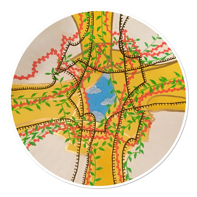#23 Nimrod
Acrylic Spray Paint and Paint Pen on Wood Panel 
15" Diameter