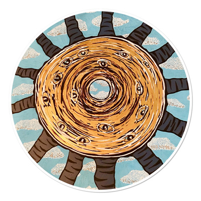 #27 Homage to Penone
Acrylic Spray Paint and Paint Pen on Wood Panel 
15" Diameter