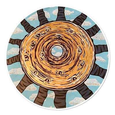#27 Homage to Penone
Acrylic Spray Paint and Paint Pen on Wood Panel 
15" Diameter