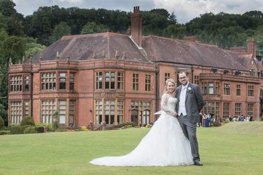 wedding couple at Woldingham School,Surrey.