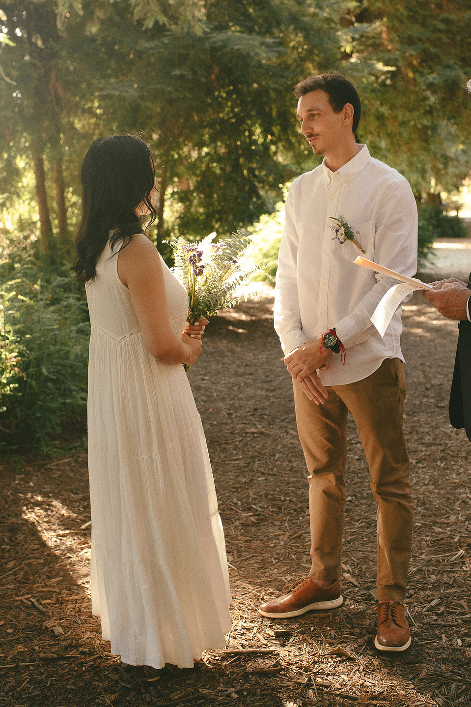 The groom says his vows for the elopement ceremony. An intimate, romantic elopement in the Redwoods Grove in Orange County, CA. Aly Rose Photo, wedding, elopement, engagement, portrait photographer in Southern California.