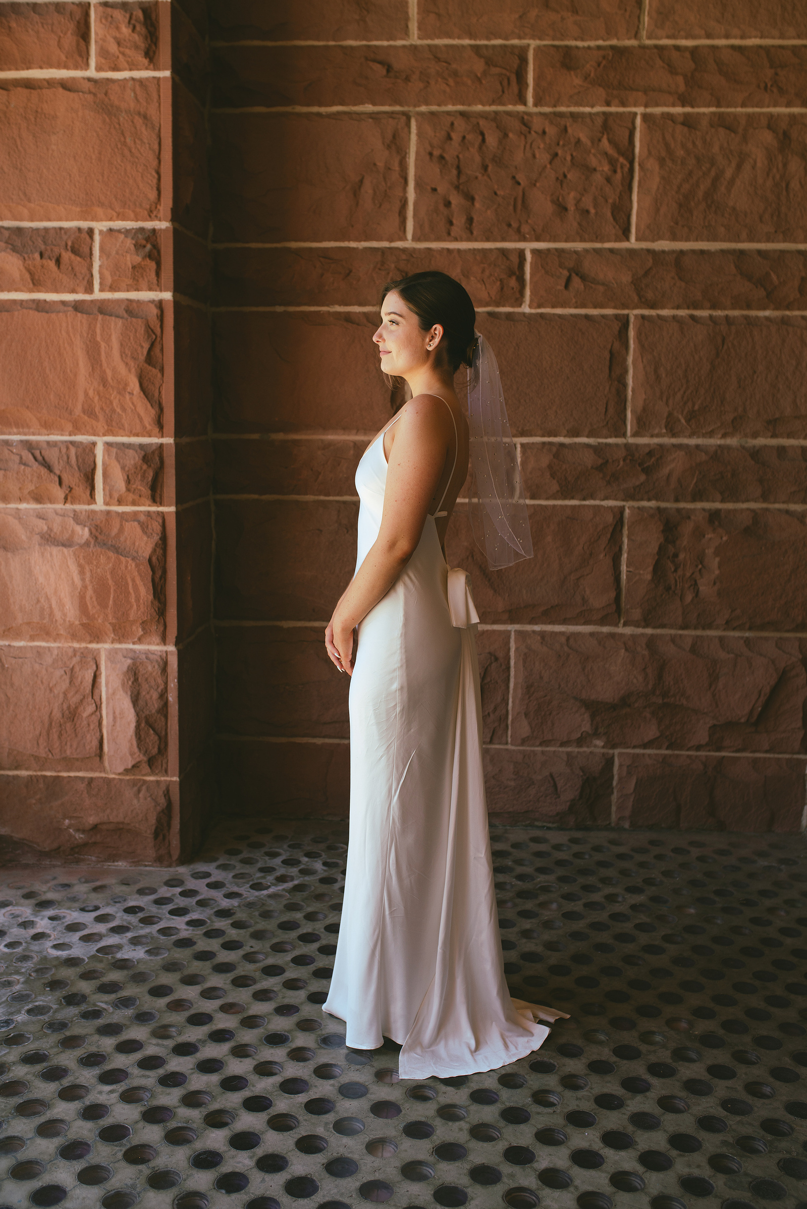 Elegant portrait of the bride at a courthouse wedding ceremony, Old Orange County Courthouse, Santa Ana, CA, Aly Rose Photo, natural light engagement, elopement, wedding, portrait, lifestyle photographer in Southern California