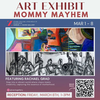 Mommy Mayhem art exhibit at Zacks Gallery with art by Rachael Grad