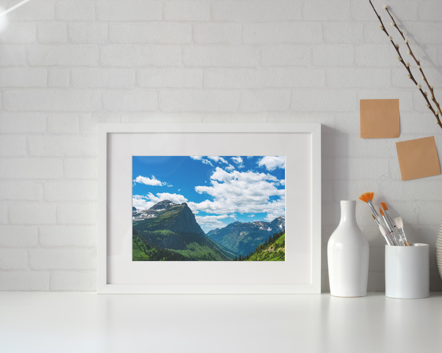 Going-to-the-Sun Road, Glacier National Park landscape nature print for sale by Anh Bao, wandering.anhbao
