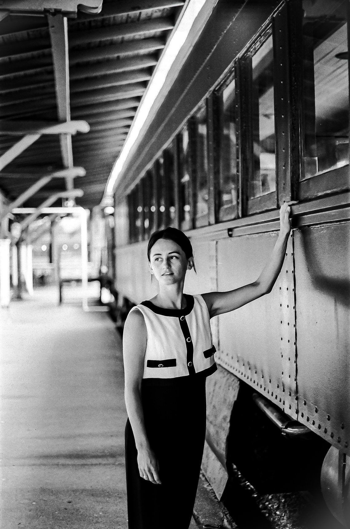 Film portraits of female fashion model in Chattanooga's Choo Choo