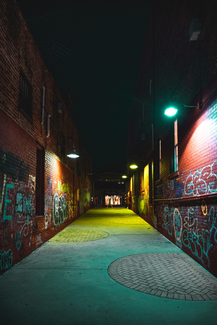 Coolidge Park, Chattanooga, Tennessee (TN) after dark. Alleyway photography by Anh Bao Tran-Le www.anhbao.com 