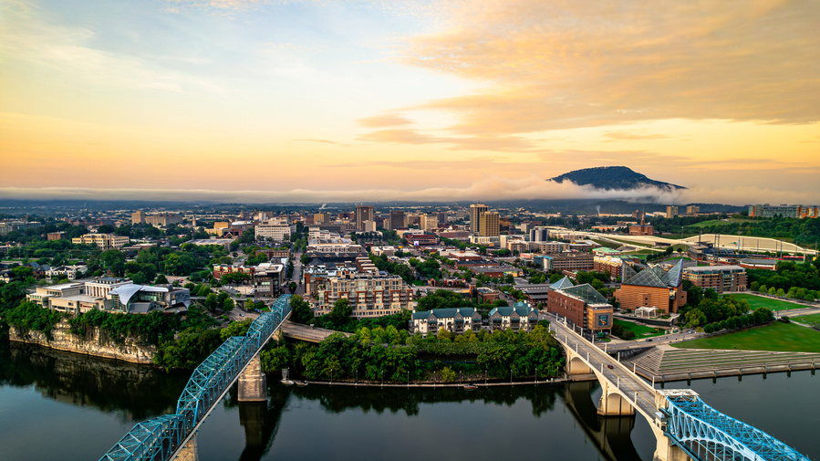 Downtown Chattanooga sunrise view photography print for sale