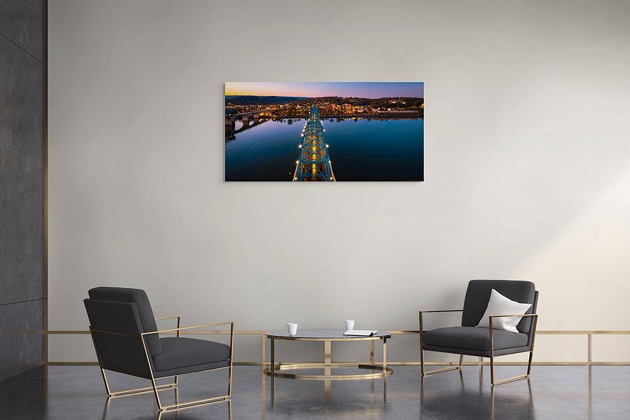 Sunrise overview of the Walnut Street Pedestrian Bridge (Panoramic Print) by Anh Bao Tran-Le Photography www.anhbao.com
