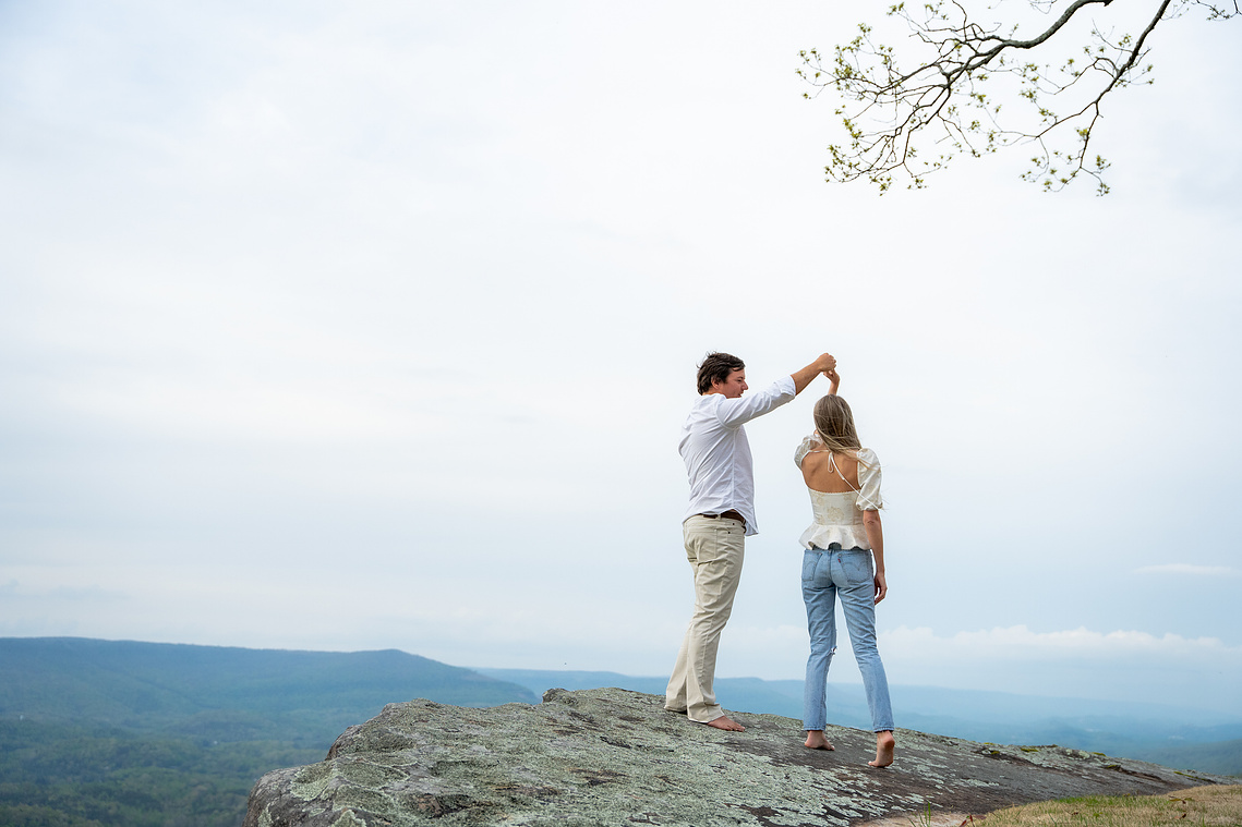 Engagement couple dancing portrait photography Lookout Mountain, Georgia