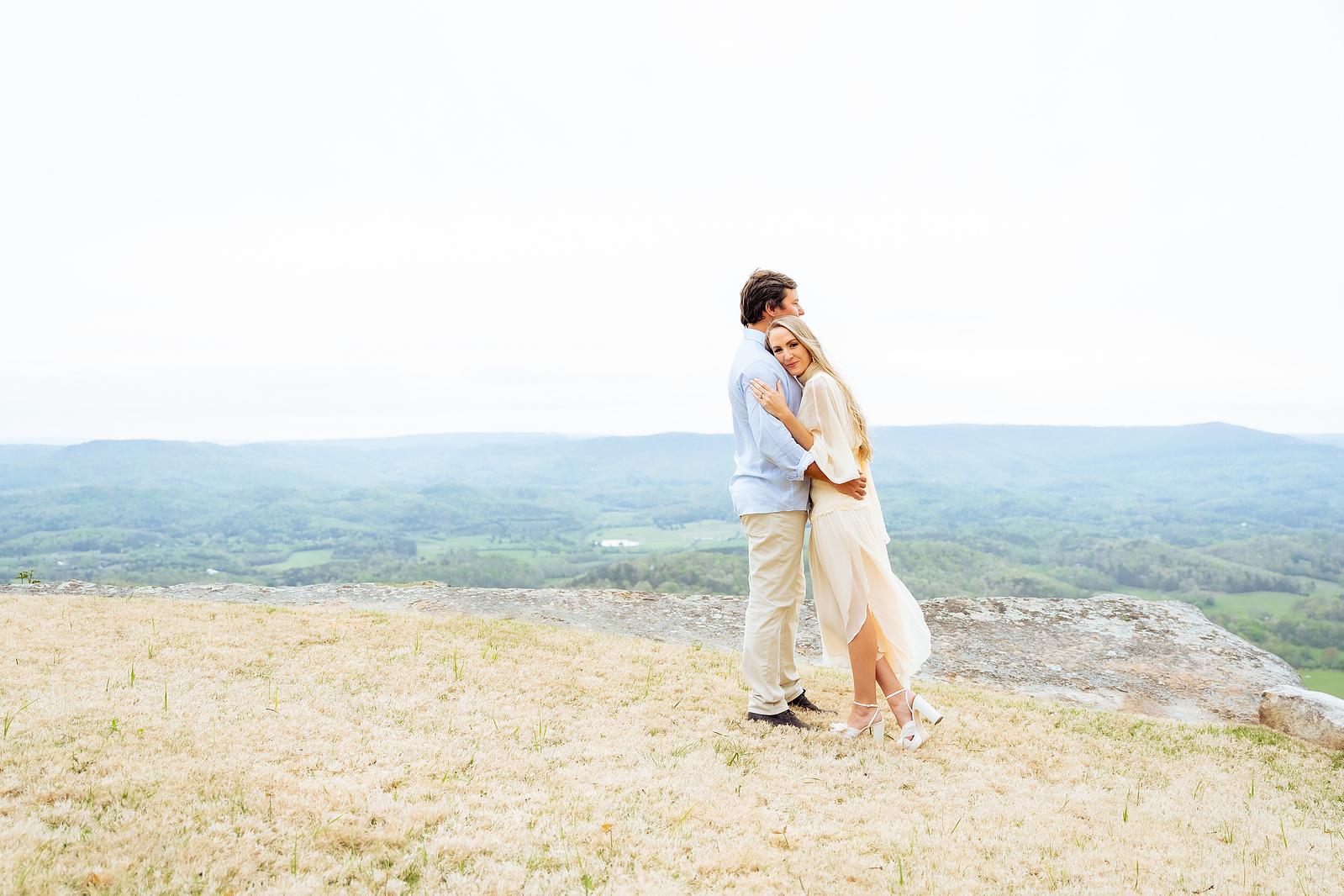 Engagement photography session at Snoopers Rock, couple at sunset