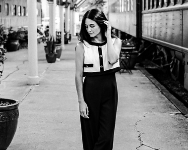 Film portraits of female fashion model in Chattanooga's Choo Choo