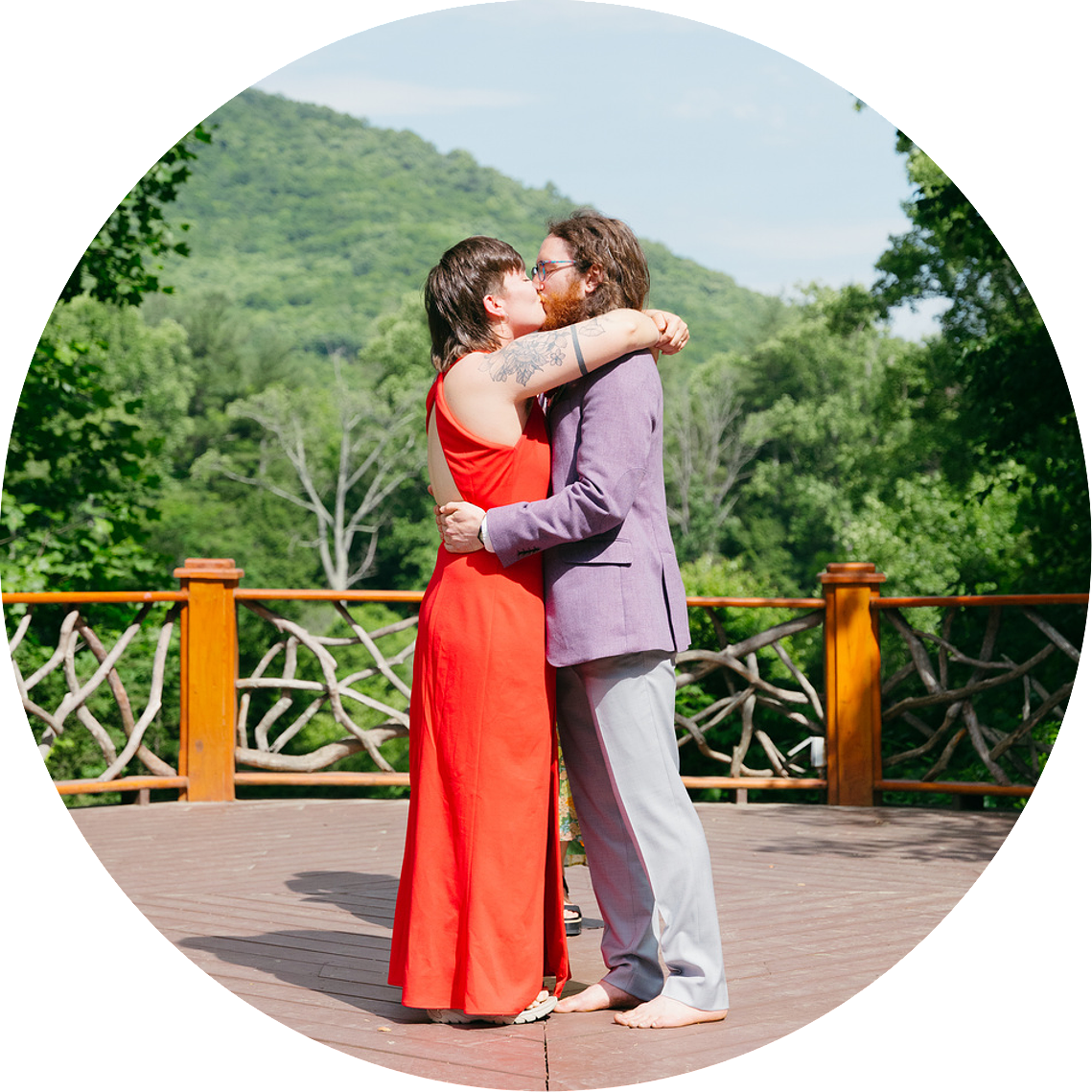Couple kissing Together Post-Ceremony in Chattanooga, Tennessee
