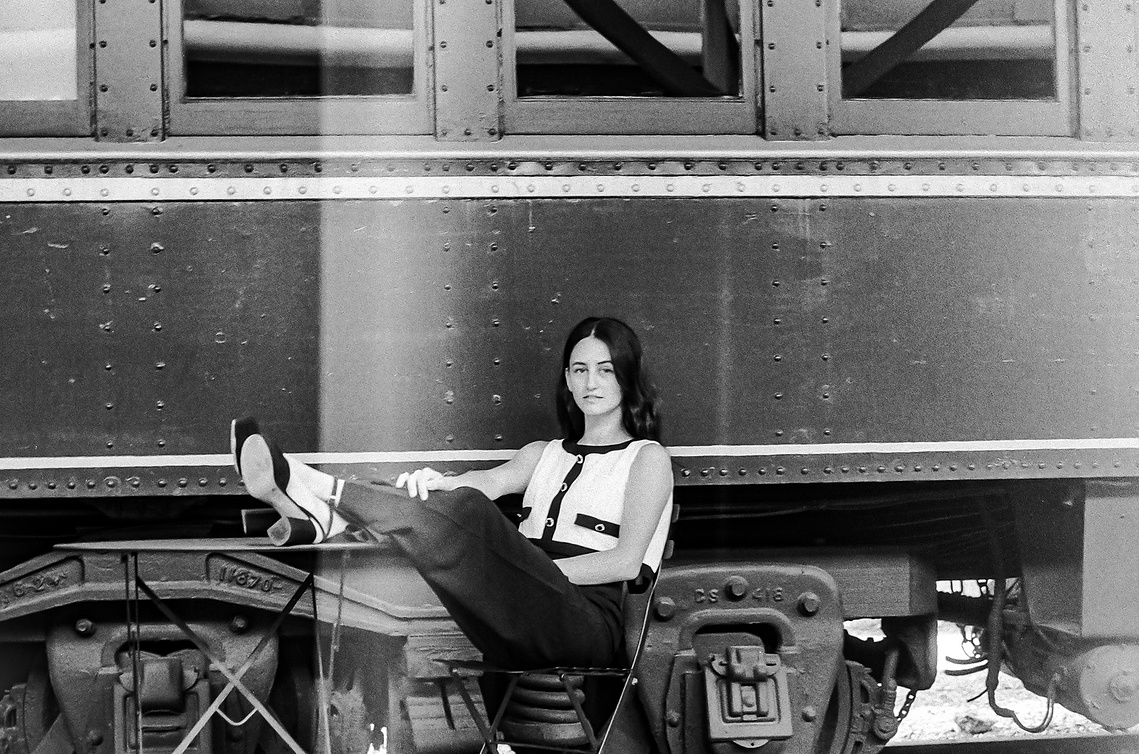 Film portraits of female fashion model in Chattanooga's Choo Choo