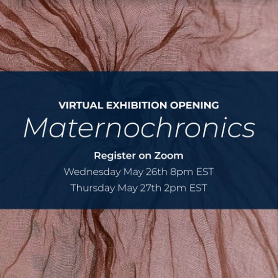 Exhibition invitation for maternochronics, maternal exhaustion in the time of COVID organized by Emily Zarse