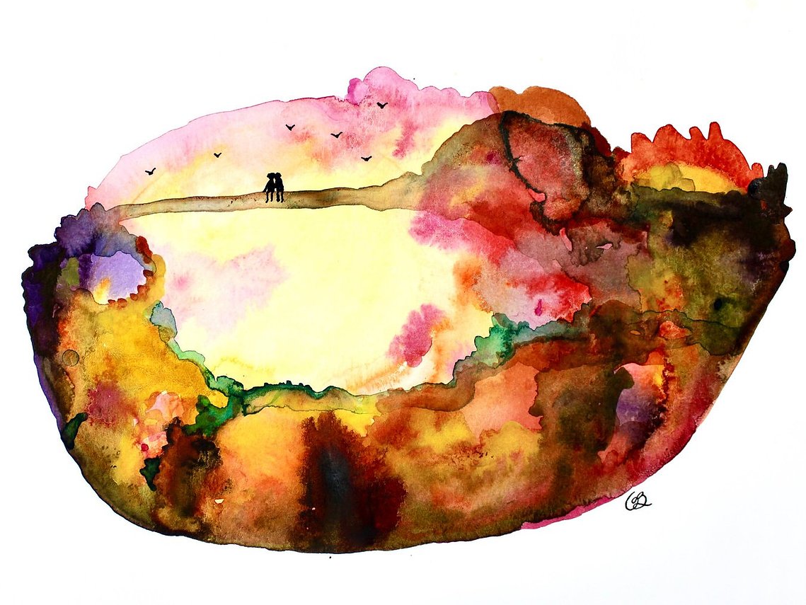 Original India Ink and Watercolour entitled I'll Take Care of You