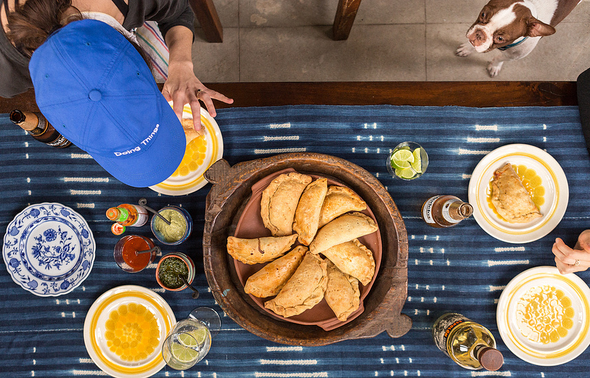 Doing things, Outdoor voices, empanadas, red boston terrier, pocket food, the world in a pocket, austin food photographer, austin lifestyle photographer
