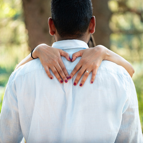 woman hugging man