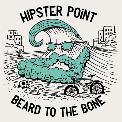 HAND DRAWN HIPSTER GRAPHIC SURF AND BEACH IRREVERENT AUSSIE HUMOUR MENSWEAR GRAPHIC TEE SHIRT PRINT 2 COLOUR PRINT