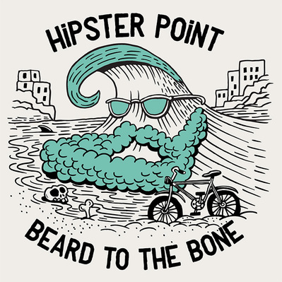 HAND DRAWN HIPSTER GRAPHIC SURF AND BEACH IRREVERENT AUSSIE HUMOUR MENSWEAR GRAPHIC TEE SHIRT PRINT 2 COLOUR PRINT