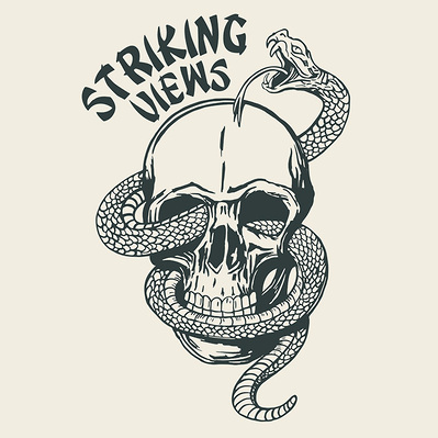 HAND DRAWN SKULL AND SNAKE SURF MENSWEAR PRINT GRAPHIC