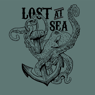 HAND DRAWN LOST AT SEA OCTOPUS AND ANCHOR HERITAGE MARITIME SURF TEE MENSWEAR GRAPHIC