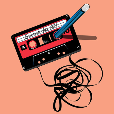 OLD CASSETTE WITH FAVOURITE SONGS ON A TEE SHIRT