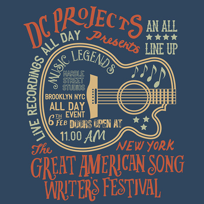 RETRO GUITAR ON A FESTIVAL POSTER DESIGN ON A TEE SHIRT