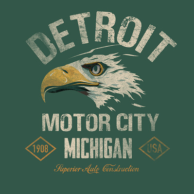 BALD EAGLE ILLUSTRATION MOTOR CITY DESIGN ON A TEE