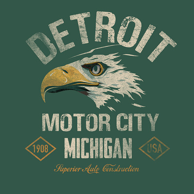 BALD EAGLE ILLUSTRATION MOTOR CITY DESIGN ON A TEE