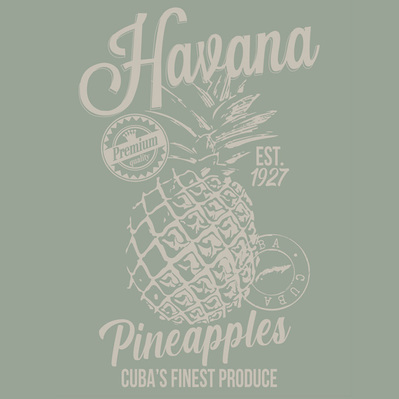 RETRO CUBAN DSEIGN FEATURING A PINEAPPLE FOR A TEE