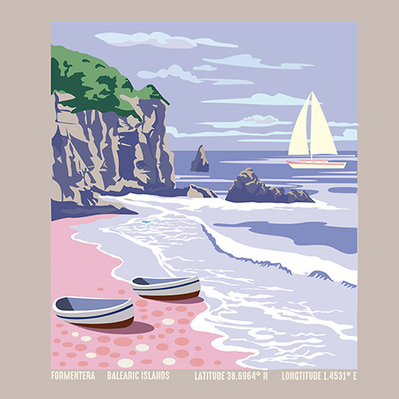 COASTAL HOLIDAY LANDSCAPE PAINTING FOR A TEE SHIRT 