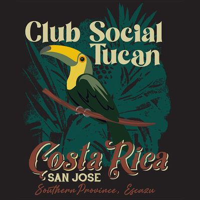 TOUCAN ILLUSTRATION CLUB GRAPHIC FOR COSTA RICA TEE DESIGN 
