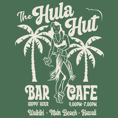 RETRO HULA GIRL POSTER ADVERTISING HAWAIIAN BAR FOR A TEE DESIGN