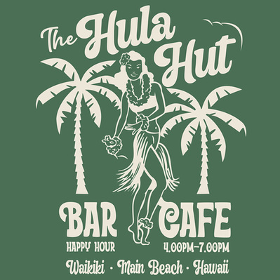 RETRO HULA GIRL POSTER ADVERTISING HAWAIIAN BAR FOR A TEE DESIGN