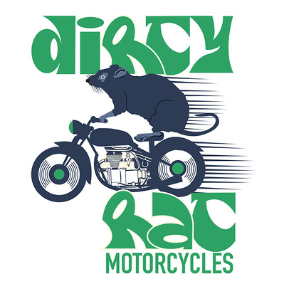 RETRO RAT ON A VINTAGE MOTORCYCLE TEE SHIRT DESIGN