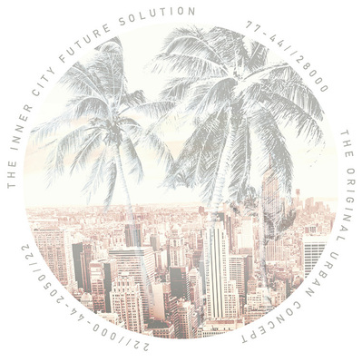 PHOTOGRAPHIC LA PALM SCENE WASHED OUT ON A TEE SHIRT