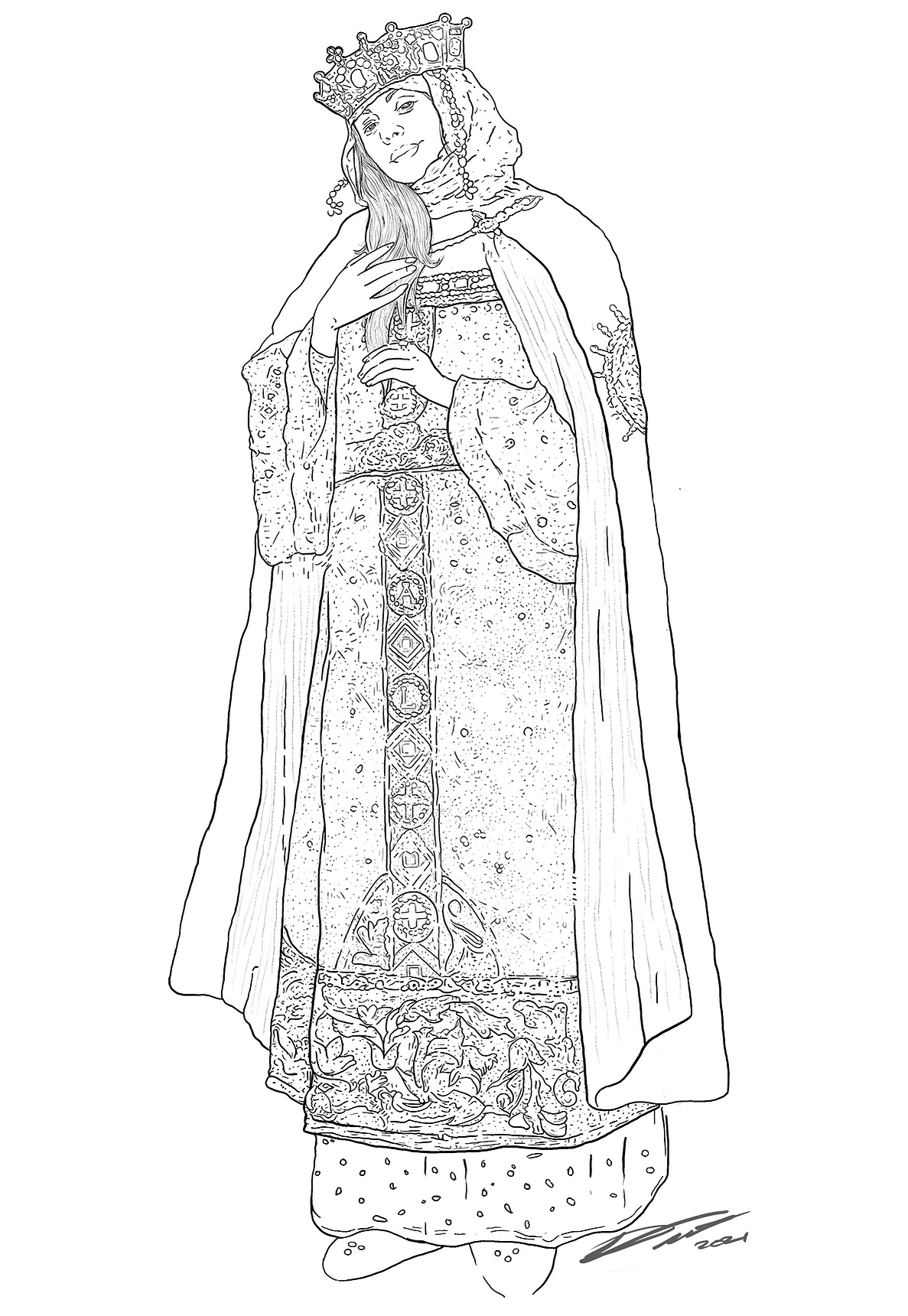 The line art for the Saint Sonya of Tuscany portrait.