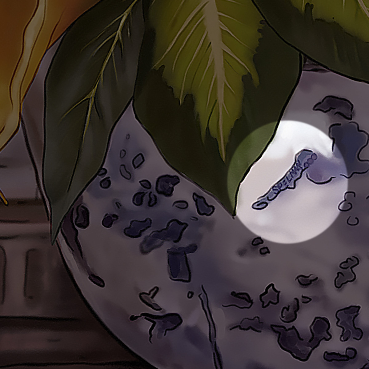 The client's alma-mater hidden on a vase in a portrait by Dremaceo Giles.