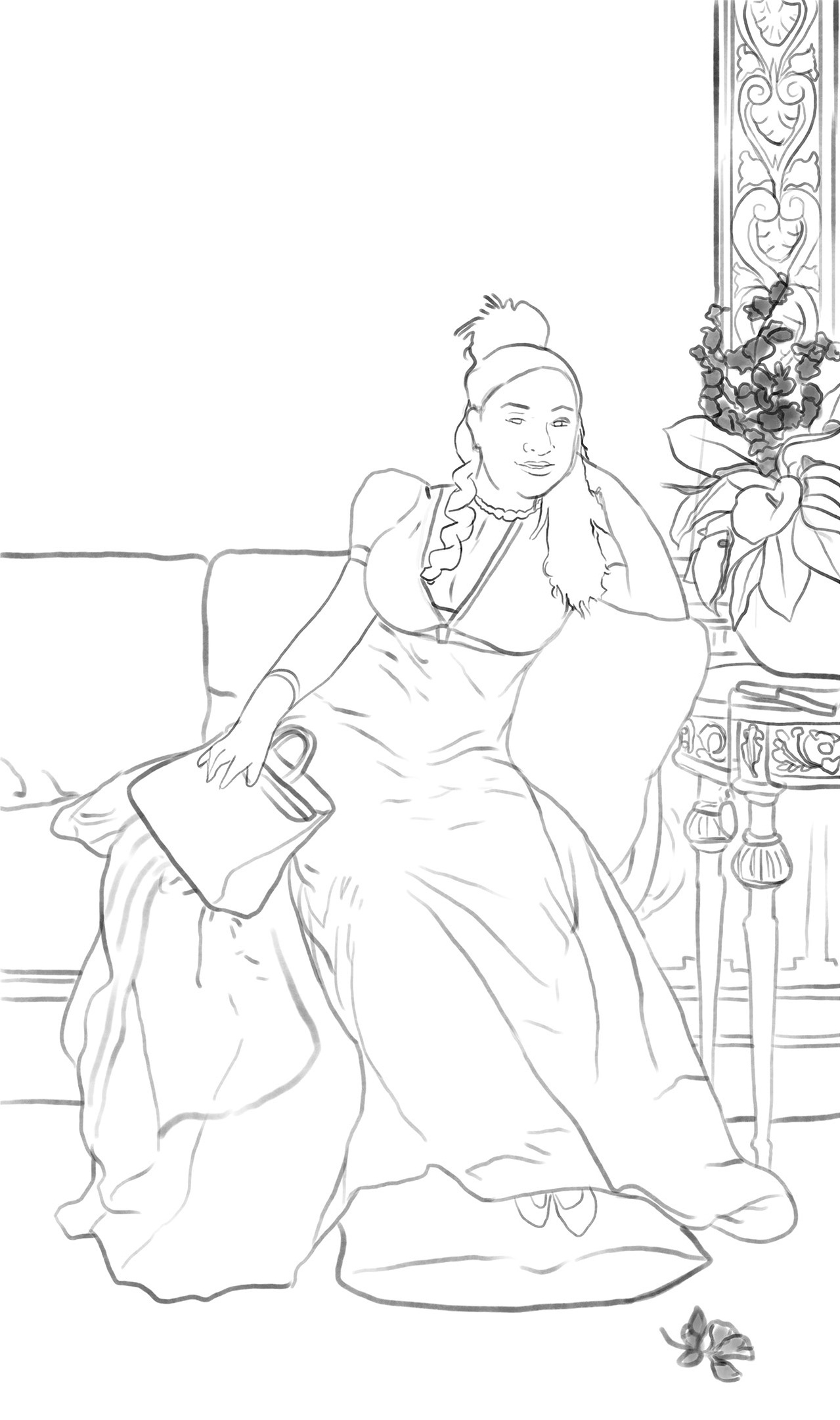 The sketch for "Nikea au repos" by artist Dremaceo Giles