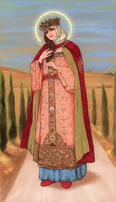 A portrait of a woman in the hills of Toscany.