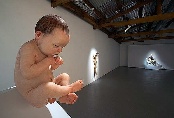An installation of hyperrealistic sculptures by Sam Jinks.